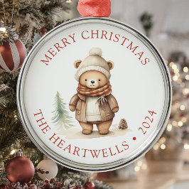 Ornamento De Metal 2024 Urso Cute Personalizado Feliz Natal