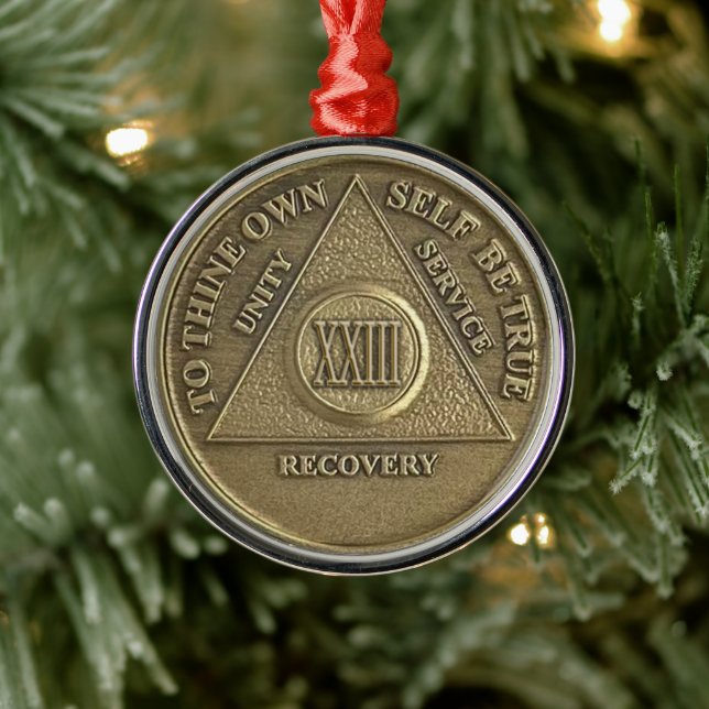Ornamento De Metal 23 Year Sober Anniversary Medallion | Recovery (Árvore)