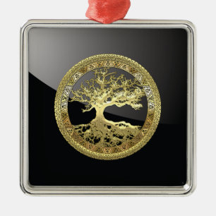 Ornamento De Metal [27] Ouro-Árvore da Vida
