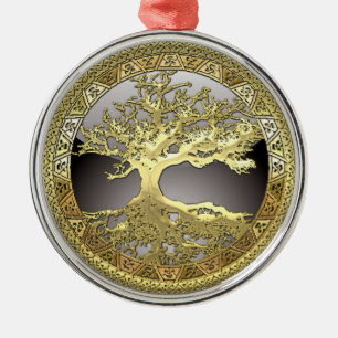 Ornamento De Metal [27] Ouro-Árvore da Vida