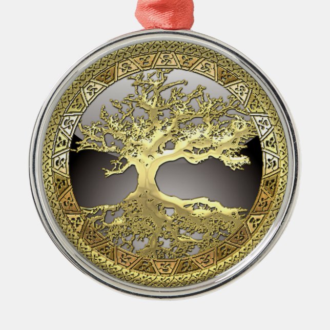 Ornamento De Metal [27] Ouro-Árvore da Vida (Frente)