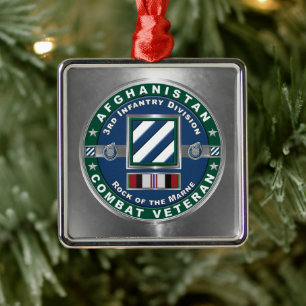 Ornamento De Metal 3ª Divisão de Infantaria Natal Afeganistão Veteran