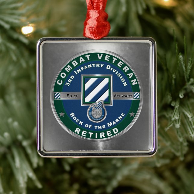 Ornamento De Metal 3rd ID Infantry Division Christmas Retired (Árvore)
