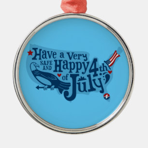 Ornamento De Metal 4 De Julho Seguro E Feliz