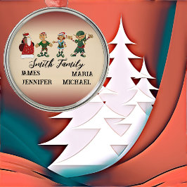 Ornamento De Metal 4 Famílias Dançando Natal Elves Papais noeis Diver