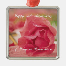 Ornamento De Metal 50.º Aniversário da Rosa de Conseção Religiosa