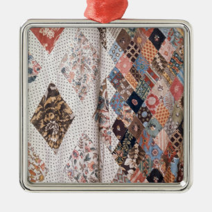 Ornamento De Metal 53: Detalhe de uma edredão de retalhos feita pela