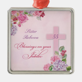 Ornamento De Metal 55.º aniversário da Vida Religiosa freira católica