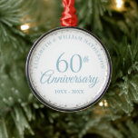 Ornamento De Metal 60º Aniversário do Casamento Hearts Confetti<br><div class="desc">Com delicados corações confetti. Personalize com suas informações especiais de aniversário de 60 anos de diamante em letra chic. Projetado por Thisnotme©</div>