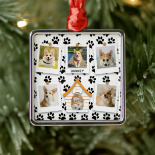 Ornamento De Metal 6 Colagem de Fotografias Adicionar Nome Dog House