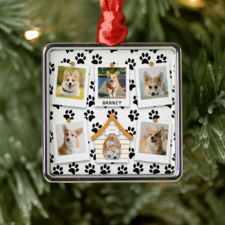 Ornamento De Metal 6 Colagem de Fotografias Adicionar Nome Dog House