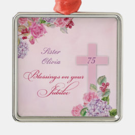 Ornamento De Metal 75.º aniversário da vida religiosa freira católica