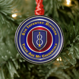 Ornamento De Metal 8ª Divisão de Infantaria Mantenha o Natal
