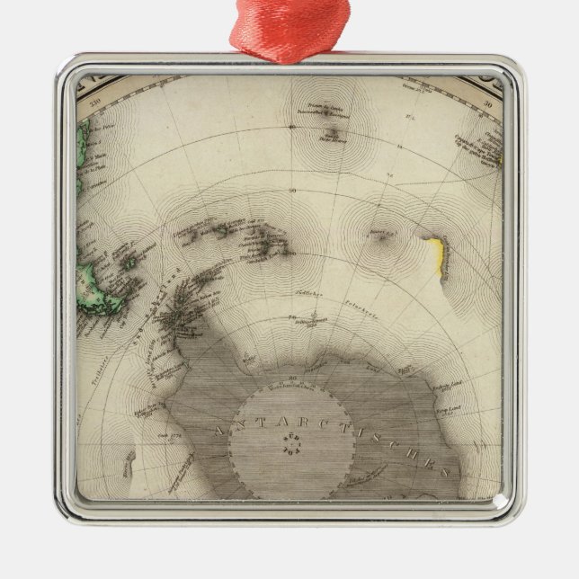 Ornamento De Metal A Antártica, hemisfério sul (Frente)