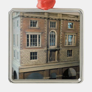 Ornamento De Metal A casa de boneca balustraded inglês com balcão