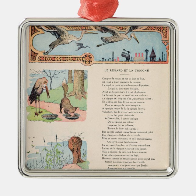 Ornamento De Metal A cegonha e o Fox das fábulas (Frente)