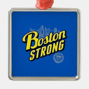 Ornamento De Metal A cidade de Boston forte recorda no azul