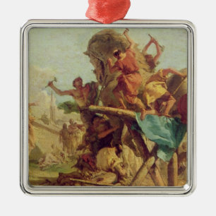 Ornamento De Metal A construção do Trojan Horse, c.1760