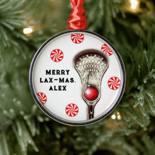 Ornamento De Metal A Feliz original Lax-mas Lacrosse