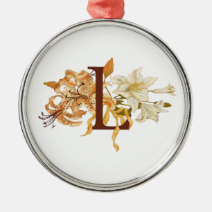 Ornamento De Metal A letra L com os lírios