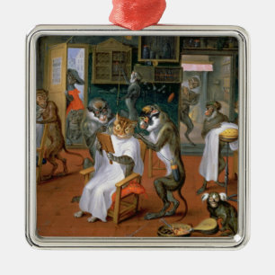 Ornamento De Metal A loja de barbeiro com macacos e gatos