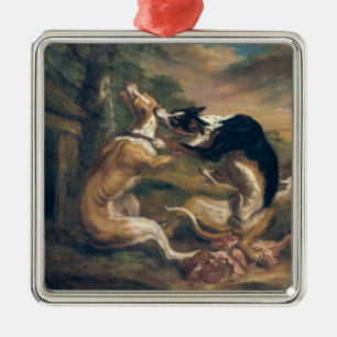 Ornamento De Metal A luta de cão, 1678