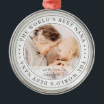 Ornamento De Metal A melhor foto simples clássica do mundo<br><div class="desc">Este design simples e clássico é composto por tipografia serif e adiciona uma foto personalizada.</div>