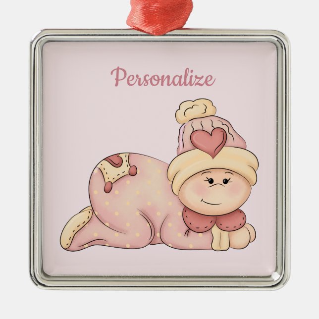Ornamento De Metal A Menina Snuggly chegou! (bebê menina) (Frente)