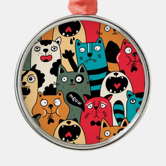 Ornamento De Metal A multidão de gatos (Frente)