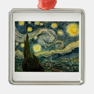 Ornamento De Metal A noite estrelado de Vincent van Gogh (1889)