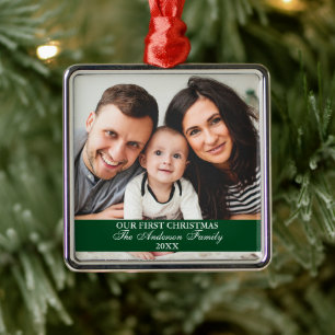 Ornamento De Metal A nossa primeira família de Natal - Praça Verde