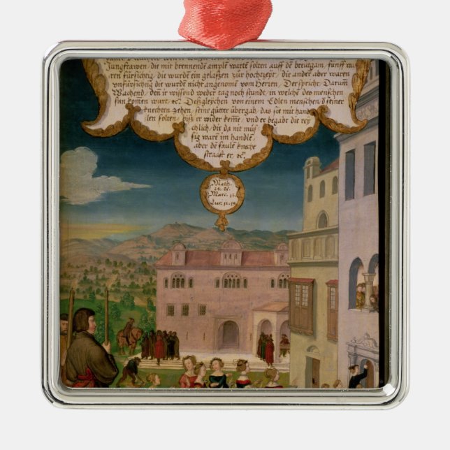 Ornamento De Metal A parábola das virgens sábias e insensatas (Frente)