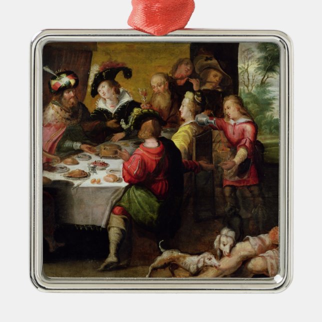 Ornamento De Metal A parábola do homem rico e do Lazarus (Frente)