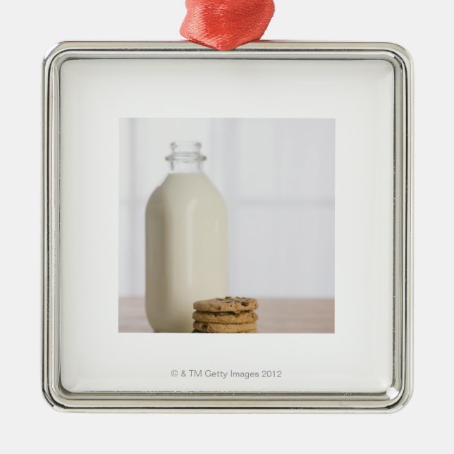 Ornamento De Metal A pilha de biscoitos dos pedaços de chocolate (Frente)