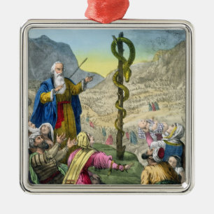 Ornamento De Metal A serpente de bronze, de uma bíblia impressa por