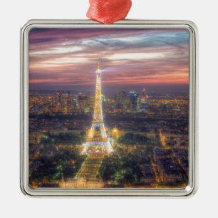 Ornamento De Metal A torre Eiffel na noite, Paris France