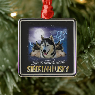 Ornamento De Metal A Vida É Melhor Com Um Husky Siberiano
