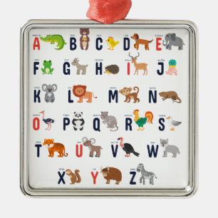 Ornamento De Metal ABCs animal - alfabeto