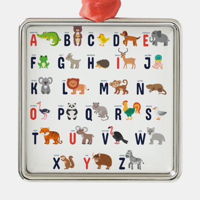 Ornamento De Metal ABCs animal - alfabeto (Frente)