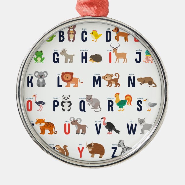 Ornamento De Metal ABCs animal - alfabeto (Frente)