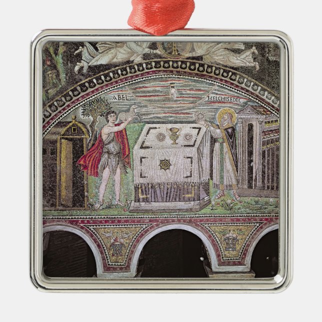 Ornamento De Metal Abel e Melchisedech que oferecem no altar (Frente)