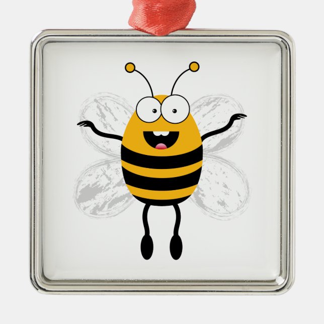 Ornamento De Metal Abelha de Cartoon (Frente)