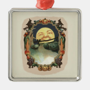 Ornamento De Metal Abóbora do Homem na Lua Bruxa