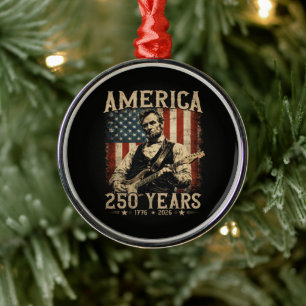 Ornamento De Metal Abraham Lincoln Tocando Guitarra 4 de Julho