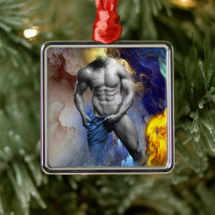 Ornamento De Metal Abs de SlipperyJoe's Man sensual sem camisa sixpac