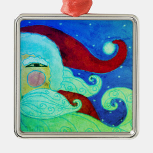 Ornamento De Metal Abstrato Art Santa Claus