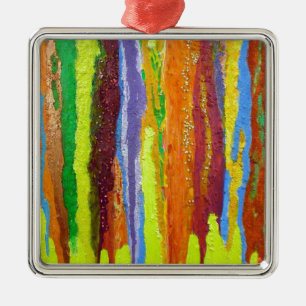 Ornamento De Metal Abstrato Arte arco-íris listra pingar tinta