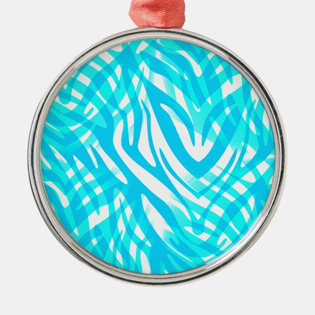 Ornamento De Metal Abstrato Blue Zebra (Frente)