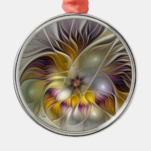 Ornamento De Metal Abstrato de Fantasia Colorida Flor Arte Fractal
