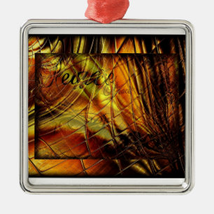 Ornamento De Metal Abstrato Peace of Glass Ornament